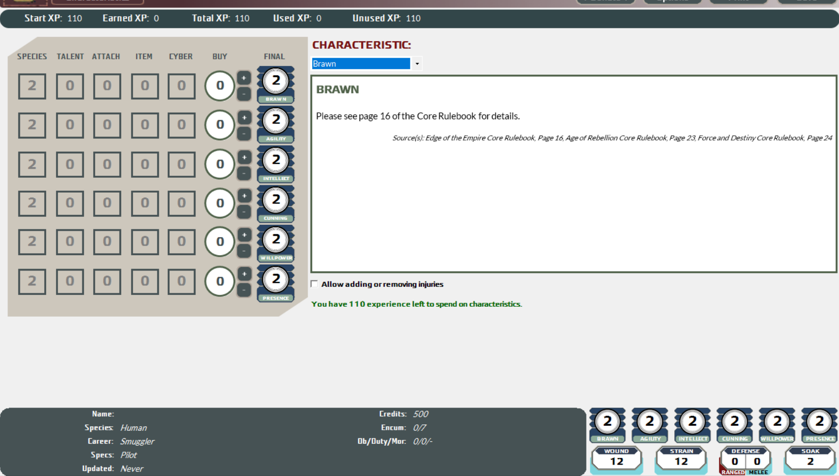 Characteristics / Stats